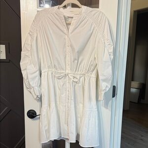 ASTR The Label White Cotton Button Front Tiered Ruffle Dress Size XS